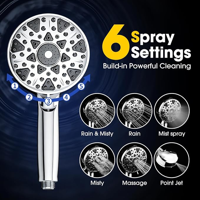 12" Filtered Shower Head with Handheld Rain Shower Head with Filters | Shower Filter Head for Hard Water,High Pressure,Dual Rainfall Shower Heads with Adjustable Extension Arm & Slide Bar,Black