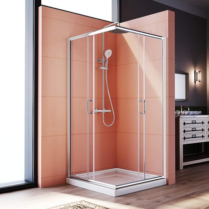 ELEGANT Corner Shower Enclosure for Bathroom 36 in.D x 36 in. W x 72 in. H, Double Sliding Shower Door with 1/4 in. Clear Glass, Chrome Finish