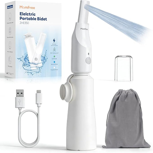 Portable Bidet for Travel - Rechargeable Electric Travel Bidet Peri Bottle with Adaptor & 3 Speed Modes, IPX7 Waterproof Portable Bidet for Women Men Baby Pregnancy Postpartum Personal Hygiene