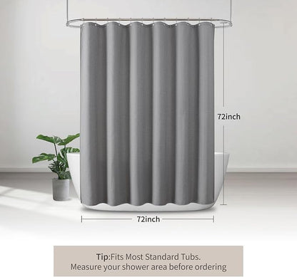 256GSM Heavy Duty Waffle Weave Shower Curtain, Gray 72"x72" | Weighted Hem & Rustproof Metal Grommets - Hotel Spa Luxury Water-Repellent Polyester Bath Curtain for Home,RV,Apartment