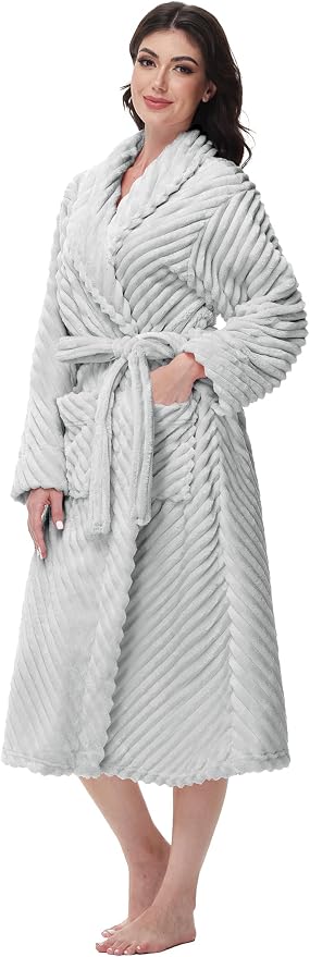 Yurhap Premium Robes for Women - Super Soft Cozy Fleece Womens Robe Plush Long Bathrobe
