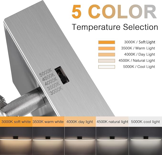 36in LED Vanity Light, Dimmable 36W 3000K-5000K 5CCT Modern Makeup Vanity Lighting Fixture, Brushed Nickel Adjustable Light Bar Over Mirror