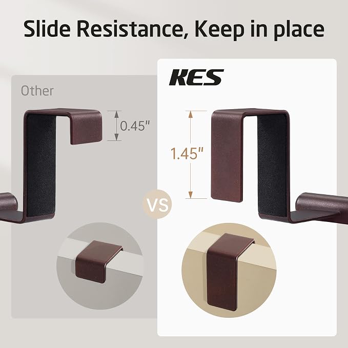 KES Over The Cabinet Towel Holder Fit 1" Thick, Kitchen Towel Holder, Brown | Anti-Wobble, Scratchproof, for Dish Hand Towels, Over The Door Towel Bar with Extended Hooks, 2 Pack, KTH500S26-OB-P2