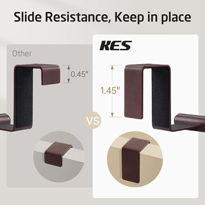 KES Over The Cabinet Towel Holder Fit 1" Thick, Kitchen Towel Holder, Brown | Anti-Wobble, Scratchproof, for Dish Hand Towels, Over The Door Towel Bar with Extended Hooks, 2 Pack, KTH500S26-OB-P2