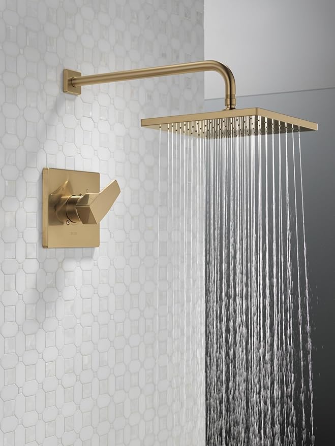 Delta Faucet Modern Raincan Square Single-Function Shower Valve Trim Kit Brushed Nickel, Shower Faucet Set, Rainfall Shower Head, Spotshield Stainless T14268-SP-PP (Valve Not Included)