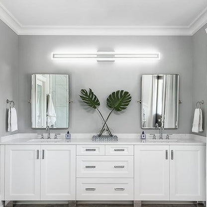 SOLFART Bathroom Vanity Light Fixtures 48 Inch Led Brushed Nickel Bathroom Light Fixtures 6000K