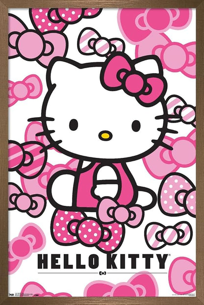 Trends International Hello Kitty: 16 Core - Bows Wall Poster, 22.4L x 14.7W, Bronze Framed Version