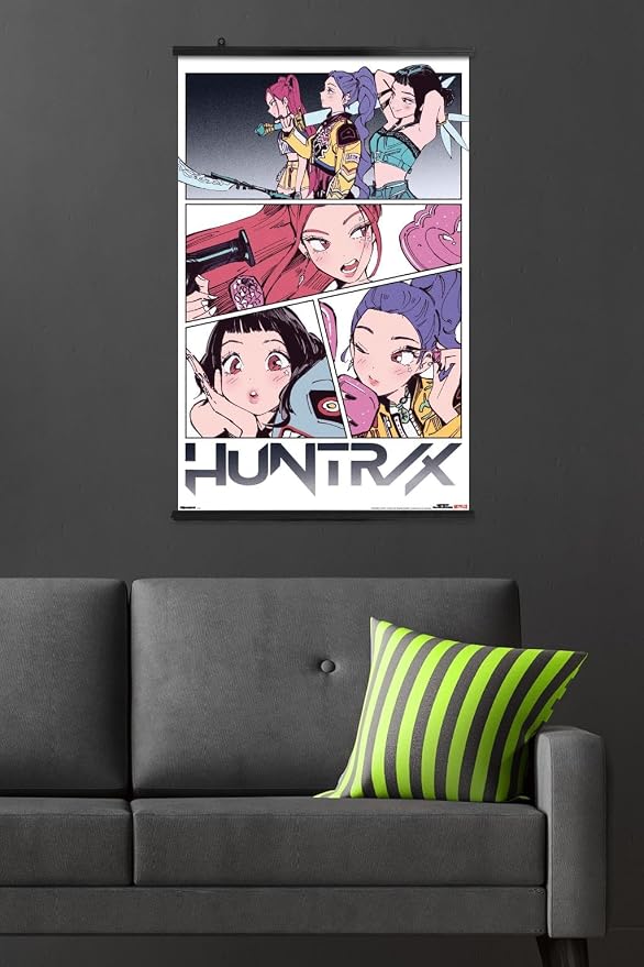 Trends International Netflix KPop Demon Hunters (2025) - Huntrix Manga Panels Wall Poster, 34L x 22.4W, Premium Poster & Clip Bundle