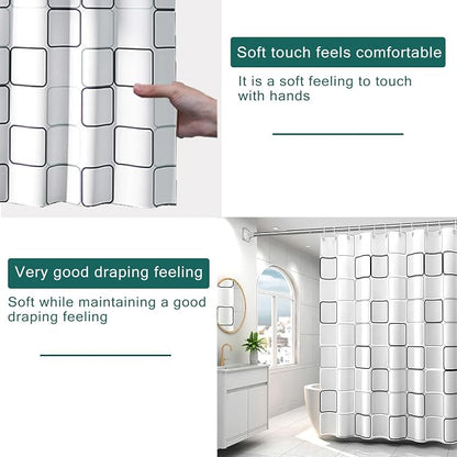 Shower Curtain Liner, Big Square Waterproof PEVA Shower Curtains with 3 Duty Heavy Bottom Magnets and 12 Rust Proof Grommets, 72x72 Weighted Shower Liner for Shower Stall, Bathtubs