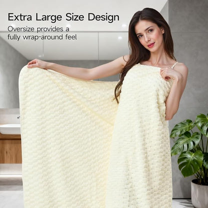 REDKISS Cream Microfiber Towels-35x70 Inches Oversized Bath Sheets, Extra Large Bath Towels Set, Super Soft Quick Dry Lint Free Absorbent Waffle Microfiber Shower Towels, 6 Pack
