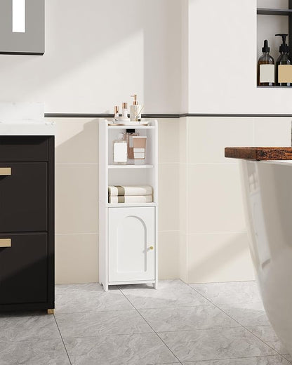 Bathroom Storage Cabinet, Corner Floor Cabinet with Doors and Adjustable Shelf, Narrow Toilet Paper Cabinets, Bathroom Organizer for Small Spaces, White BC39713X