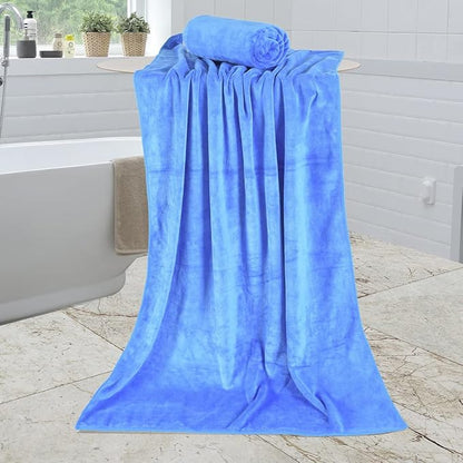 JML Microfiber Bath Towel Set, 6 Pack, 27" x 55", Peach/Grey/Blue | Hanging Loop, Extra Absorbent, Fast Drying, Lint-free, Use for Pool, Swimming, Fitness, Sports, Yoga