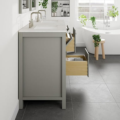 Artemis 60 in. Gray Double Sink Bath Vanity with Engineered Top and Undermount Porcelain Sinks