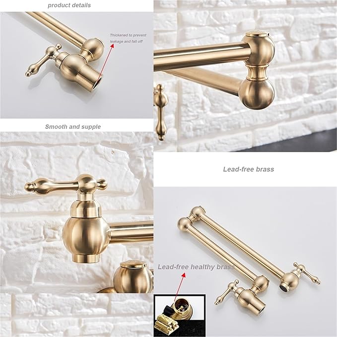 Single Handle Bathroom and Kitchen Faucet Cold Water Folding Basin Tap Single Hole Installation(Brushed Nickel)