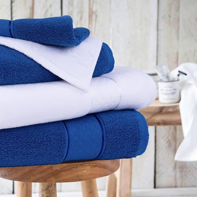 COZYART Bath Towel Set 6 PCS, Royal Blue Luxury 100% Turkish Cotton 650GSM | Soft Absorbent Quick Dry, OEKO‑Tex 100 Cert. Zero Twist Ring Spun Cotton, Plush Fluffy, Breathable Hotel Quality Towels Set