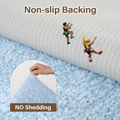 48x24 Long Bathroom Rugs Washable Non Slip, Light Blue Bath Mat for Bathroom Floor Tub, Soft Absorbent Quick Dry Mats for Shower, Bathtub,Home Decor