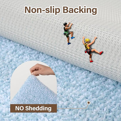 70x24 Long Bathroom Rugs Washable Non Slip, Light Blue Bath Mat for Bathroom Floor Tub, Soft Absorbent Quick Dry Mats for Shower, Bathtub,Home Decor
