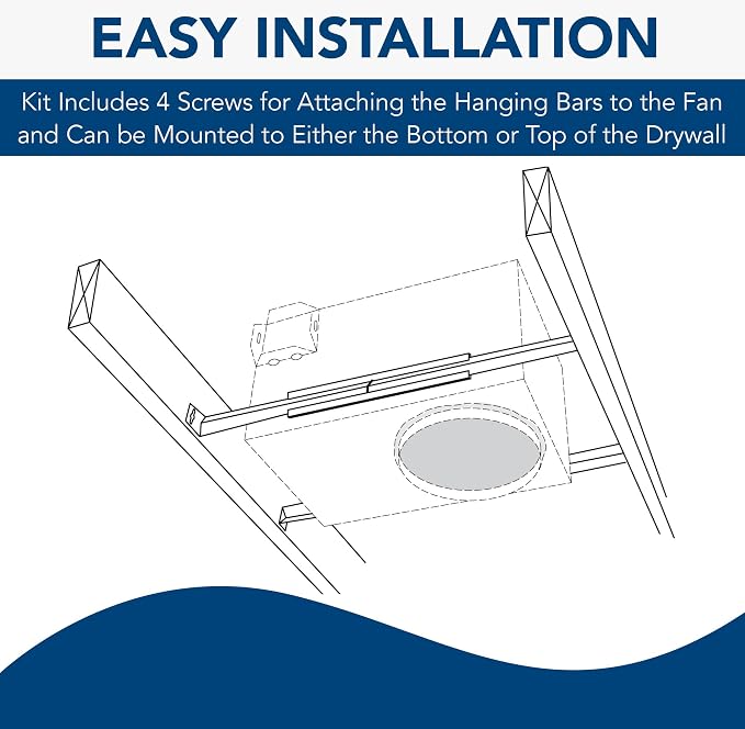 Broan-NuTone MHB4 Hanger Bar Set for InVent Series Bath Exhaust Fans, Silver, Steel, 4 Pieces