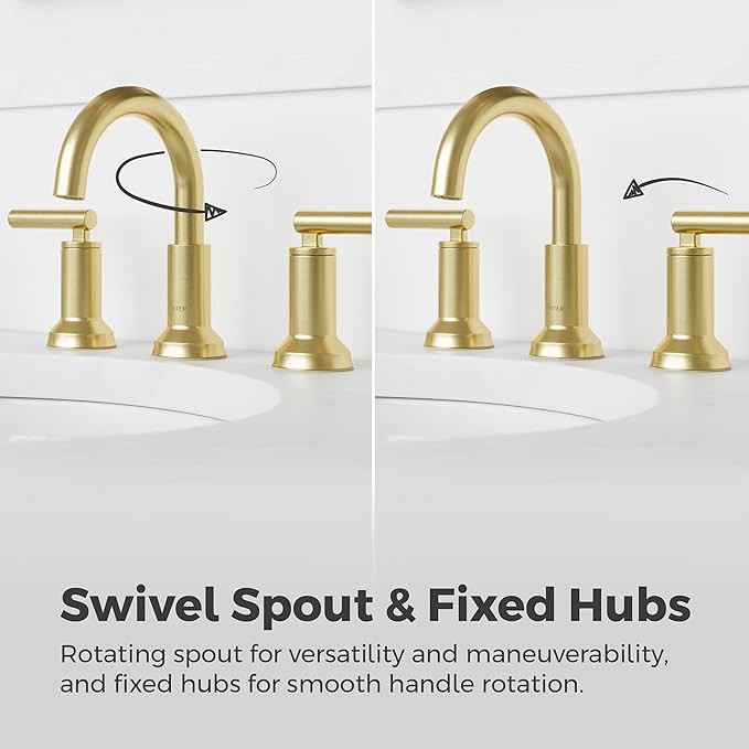 Pfister Capistrano Bathroom Sink Faucet, 8-Inch Widespread, 2-Handle, 3-Hole, NSF Certified, Brushed Gold Finish, LF049CSOBG