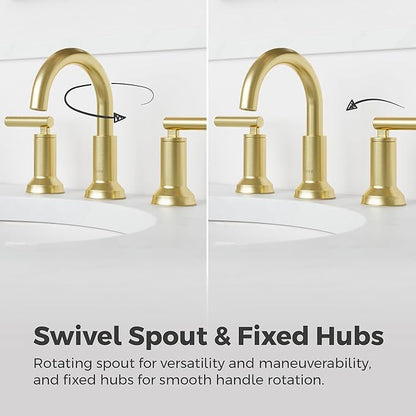 Pfister Capistrano Bathroom Sink Faucet, 8-Inch Widespread, 2-Handle, 3-Hole, NSF Certified, Brushed Gold Finish, LF049CSOBG