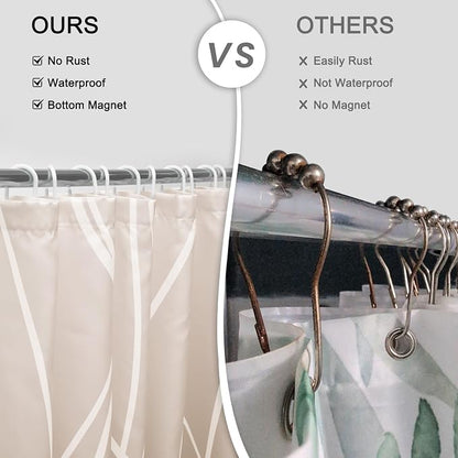 Striped Shower Curtain for Bathroom, Burnt-Orange, 72" W x 72" L | with Hooks, Modern Hotel Style, Water Repellent, Washable, Weighted Hem
