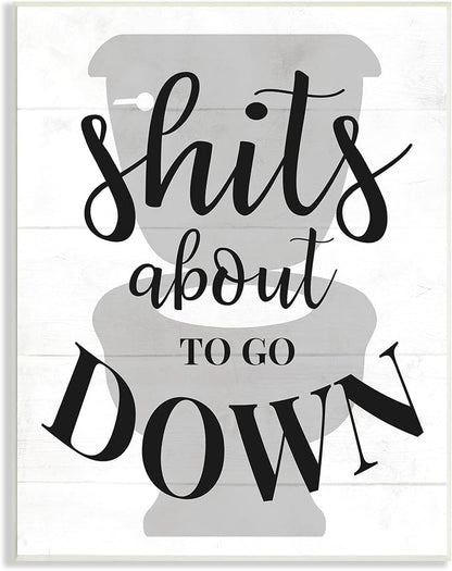 'About To Go Down Funny Bathroom Family Home'| Wall Plaque Art | Stupell Industries | 10 x 15 Inches, Easy to Hang and Sturdy, Made in USA, by Lil' Rue