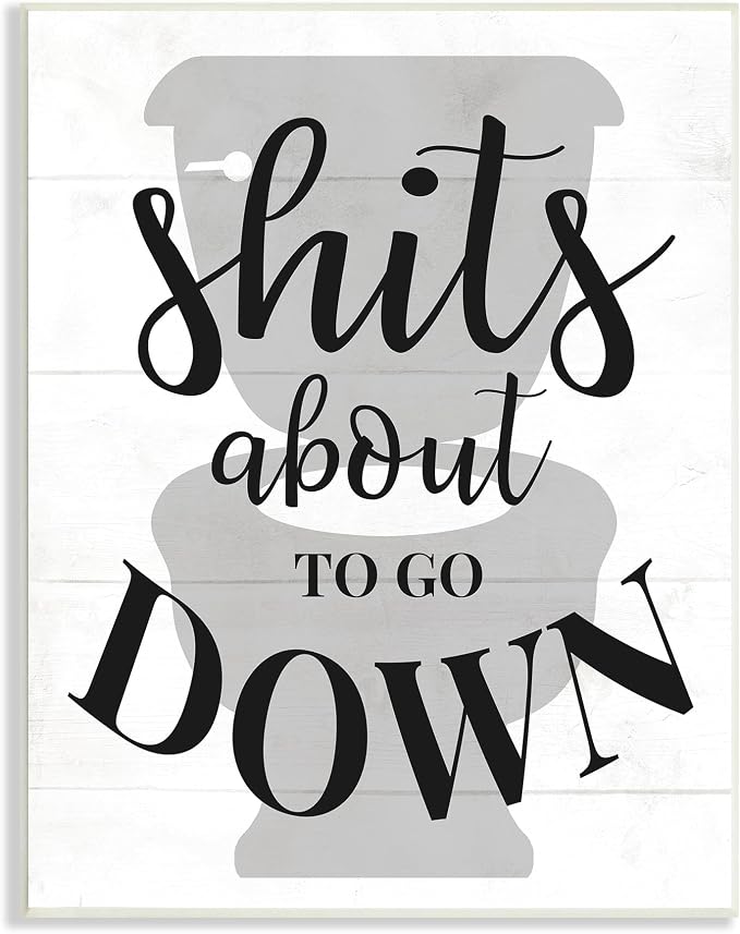 'About To Go Down Funny Bathroom Family Home'| Wall Plaque Art | Stupell Industries | 13 x 19 Inches, Easy to Hang and Sturdy, Made in USA, by Lil' Rue