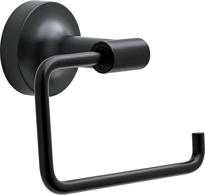 Franklin Brass Voisin (1-Pack) Toilet Paper Holder, Euro Single Post Tissue Roll Wall Mount TP Storage, Matte Black Bathroom Decor, Accessories VOI50-MB