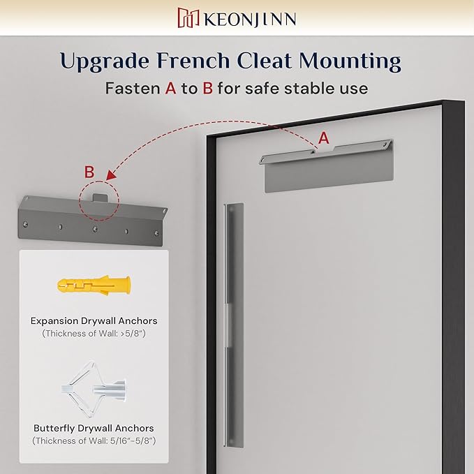 Keonjinn Black Bathroom Mirror 22 x 30 Inch, Stainless Steel Metal Framed Wall Mirror for Over Sink, Anti-Rust, Tempered Glass, Upgrade Installation, Rectangluar Square Corner, Matte Black