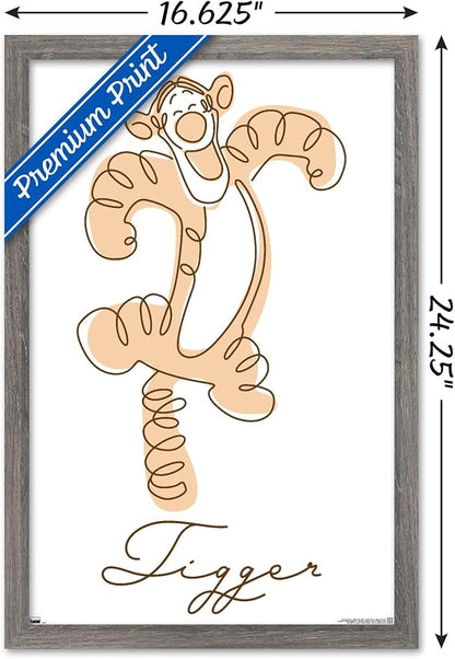 Trends International Disney Winnie The Pooh (1966) - Tigger Wall Poster, 22.4L x 14.7W, Barnwood Framed Version