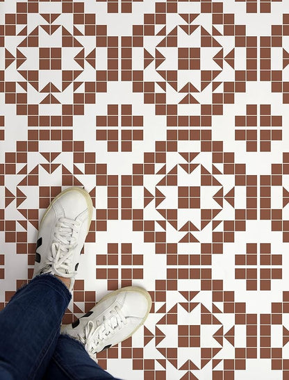 FloorPops 12-in by 12-in Terracotta Matias Peel & Stick Floor Tiles, FP4946