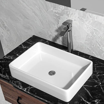 Vessel Sink Bathroom 24”x16” White Rectangle Vanity Sink for Bathroom Modern Ceramic Porcelain Bathroom Sinks above Counter Art Basin