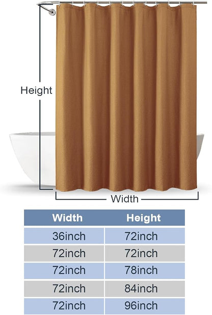 Gold Shower Curtain or Bathroom 72x72 Inch, 3D Embossed Textured Waffle Fabric Shower Curtains, Soft Hotel Farmhouse Style, Water Repellent, Machine Washable, Gold, 72" W x 72" L