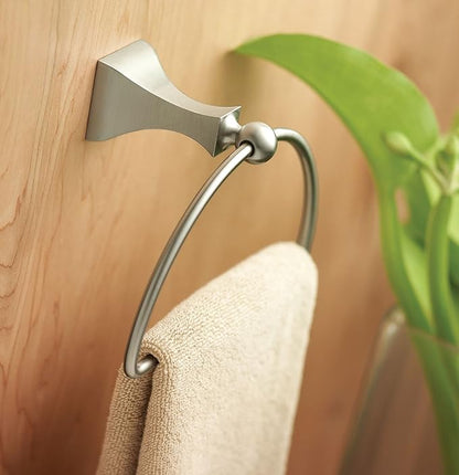 Moen Retreat Collection Brushed Nickel Bathroom Hand Towel Ring with Wall Mount Hardware, DN8386BN (Pack of 2)