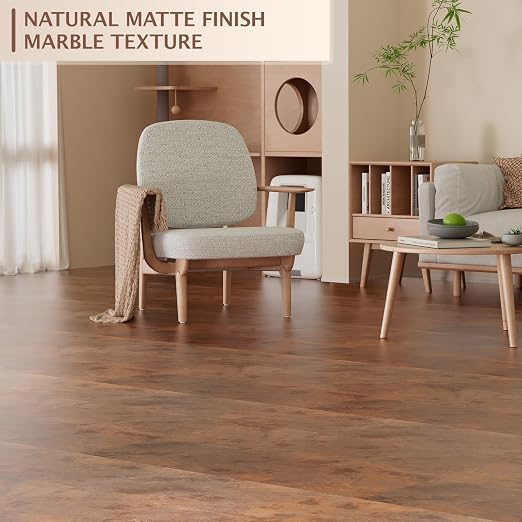 Peel and Stick Floor Tile, 30 PCS 12" x 12" Waterproof Marble Texture Luxury Vinyl Tiles, Easy DIY Self Adhesive Vinyl Flooring for Bathroom, Kitchen, Living Room, Rust Granite