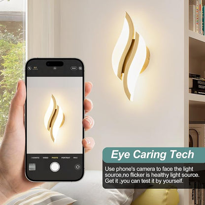 CANEOE Modern LED Wall Sconce 3000K Gold Indoor Wall Light Fixtures Acrylic Wall Sconce Lighting for Living Room Bedroom Bedside Bathroom Hallway Stairway Wall Lamp (Gold, 1 Pack, 3000K)
