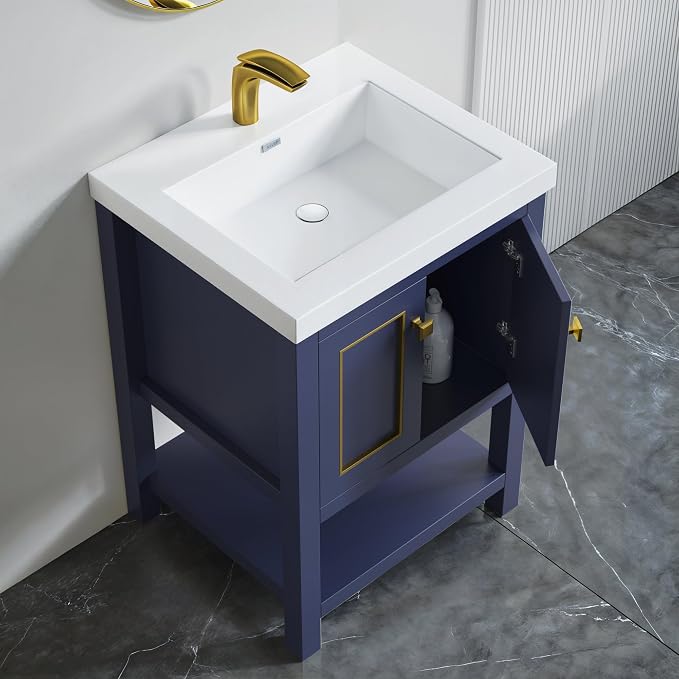 Dowell 25" Bathroom Sink,Single Bowl Vanity Basin,Rectangular Drop-In Bathroom Sink with Overflow,White-000 2522BP