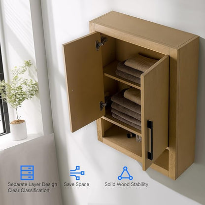Vanity Art 24 inch Bathroom Vanity with Storage Cabinet & Shelves, Storage Cabinet with Soft-Closing Doors, VA90-TC-NO-BN1