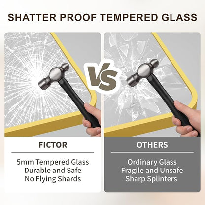 FICTOR Bathroom Mirror for Over Sink, 24"x36" Vanity Mirror for Wall, Gold | Shatterproof Tempered Glass, Anti-Rust Frame, Vertical/Horizontal Mounting, Wall Mirror for Bedroom, Living Room, Entryway