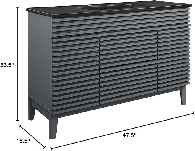 Modway Render 48" Single Bathroom Vanity in Gray Black