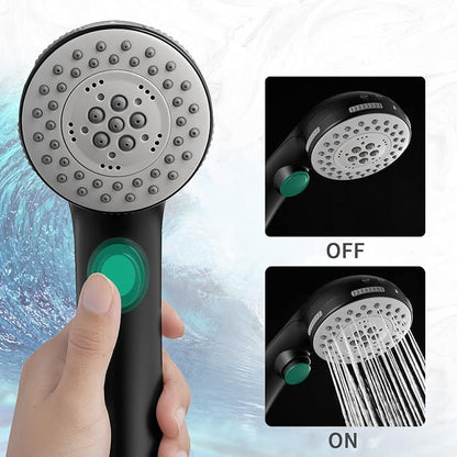 High Pressure 6 Setting Shower Head with Handheld, Shower Heads with ON/OFF Switch and Spa Spray - Matte Black