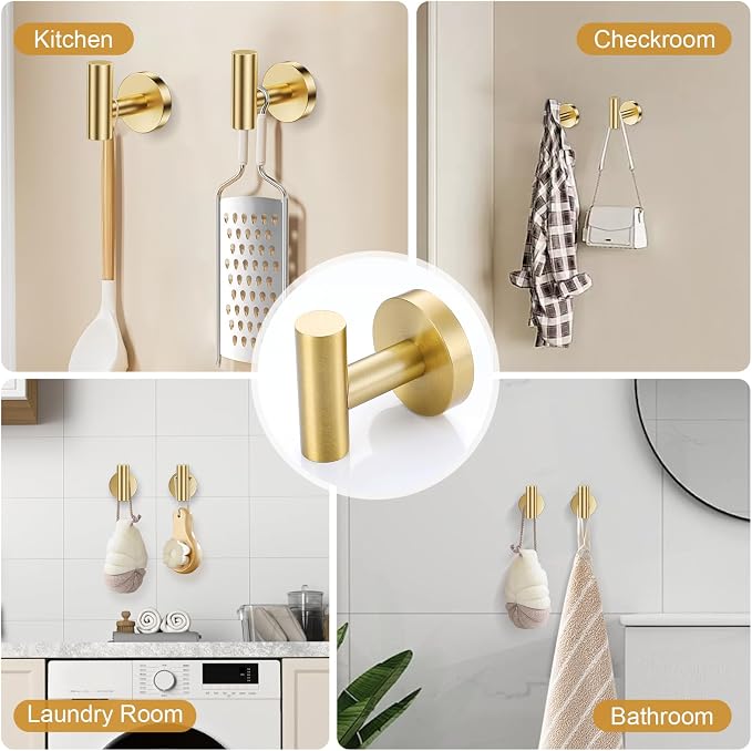 5-Piece Bathroom Hardware Accessories Set,Brushed Gold Towel Bar Set with Smiley Face Towel Rings, Stainless Steel Wall-Mounted Towel Holder Set for Bathroom,23.6 Inch