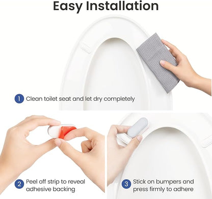 LUXE Bidet Universal Non-Slip Toilet Seat Bumpers, 4 Piece | Strong Adhesive