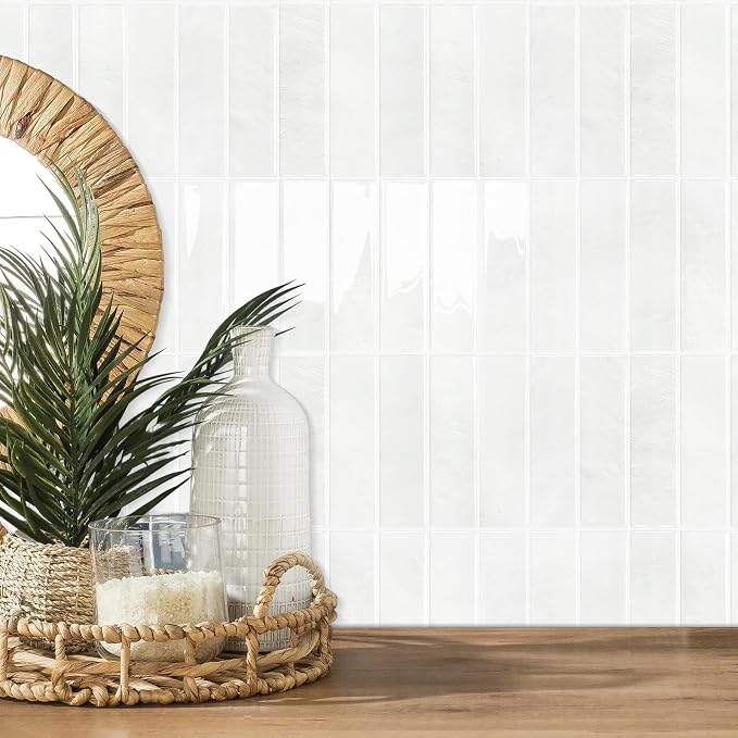 STICKGOO 10-Sheet Peel and Stick Backsplash Tile(Thicker Design) | Self Adhesive Vinyl Wall Tiles, 3D DIY Subway Tiles, Stick on Backsplash for Kitchen (Faux White Wall)