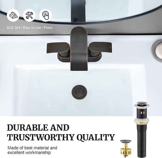 Pop up Sink Drain Stopper for Bathroom Vessel Vanity Sink Art Basin Oil Rubbed Bronze, Small Cap with Overflow, Metal Pop-up Drain Strainer with Detachable Basket Stopper | Pop Up Drain, Made of Metal, Small Cap, with Detachable Basket Stopper, Drain F...