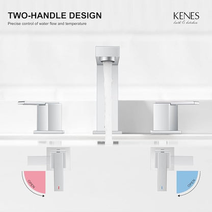 Chrome Widespread Bathroom Faucet 2 Handle Vanity Faucet 3 Hole | Bathroom Sink Faucet with Pop Up Drain & Supply Lines, Lead-Free cUPC & NSF Certified, 8 Inch Faucet for Vanity Restroom Sink
