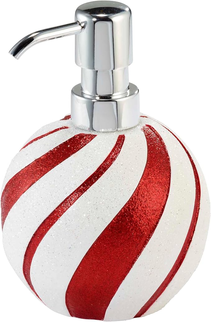 Avanti Linens - Lotion Pump/Soap Dispenser, Durable Hand-Painted Resin, Countertop Accessories, Holiday Home Decor (Glitter Ornament)