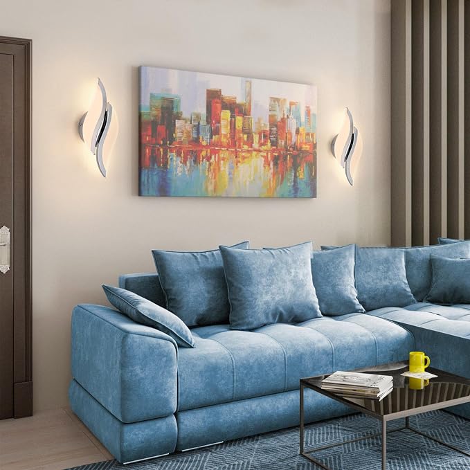 CANEOE Modern LED Wall Sconce 6000K Chrome Indoor Wall Light Fixtures Acrylic Wall Sconce Lighting for Living Room Bedroom Bedside Bathroom Hallway Stairway Wall Lamp (Chrome, 1 Pack, 3000K)