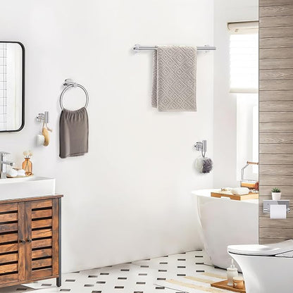 TQKAG 5 Piece Bathroom Towel Holder, Polished Chrome Bathroom Hardware Set | SUS304 Stainless Steel, 23.6" Toilet Paper Holder with Shelf, Towel Racks for Bathroom Wall Mounted, Towel Bars