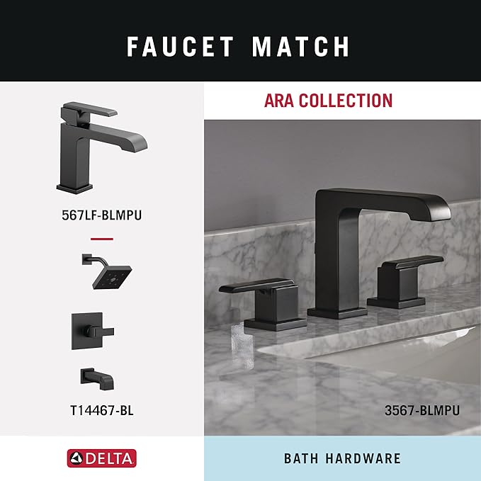 Delta 77524-BL Ara 24-in Wall Mount Towel Bar Bath Hardware Accessory in Matte Black